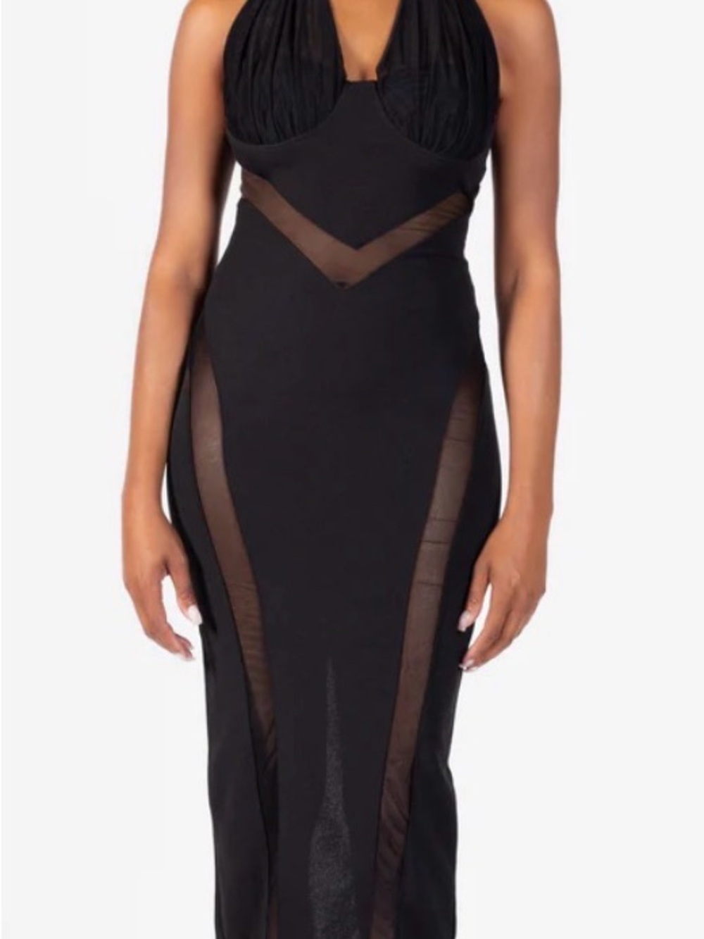 Windsor Black  Mesh Panel Dress